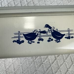 Vtg Mirro Baking Cake Pan Snap on Lid Aluminum Blue Lidded 13x9x2.5" Geese FrShp